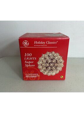 Vintage GE Holiday Classics 100 Lights Super Sphere Clear Lighted Ball